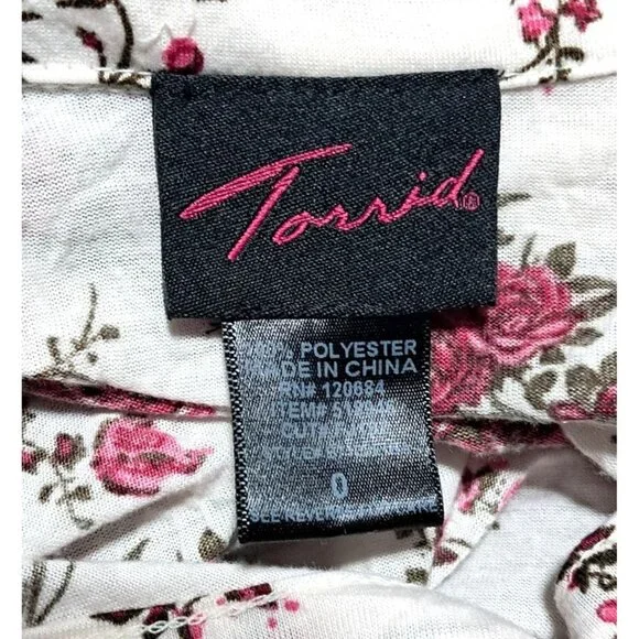 Torrid Rose Floral Button button Blouse Sz 0 Lightweight Casual Size 0 (12) - Picture 2 of 10